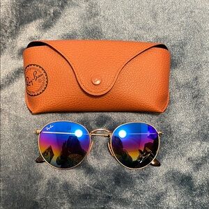 Ray-Ban Gold Frame Sunglasses with Multicolor Lenses